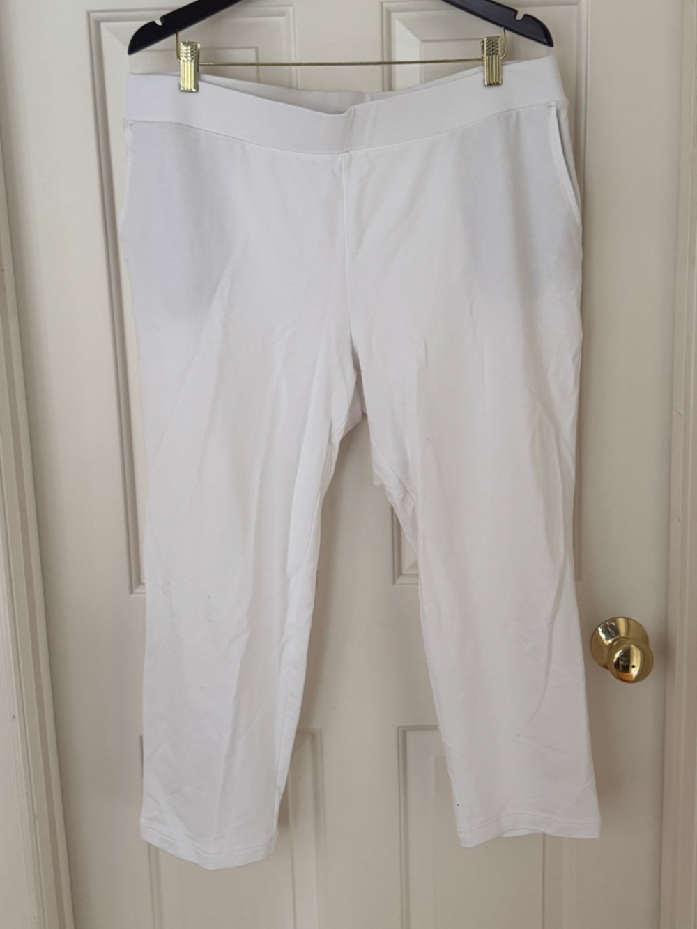 Purejill White Slim-Leg Cropped Pants